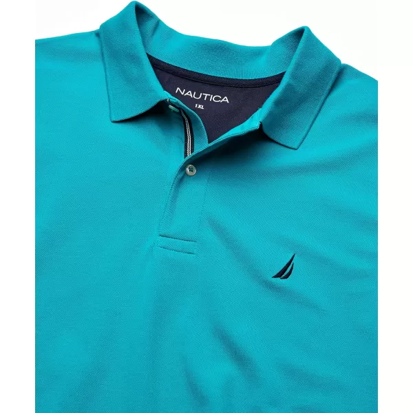 Nautica Mens Big  Tall Short Sleeve Stretch Solid Deck Polo ShirtGulf Coast Teal