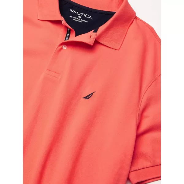 Nautica Mens Big  Tall Short Sleeve Stretch Solid Deck Polo ShirtLiving Coral