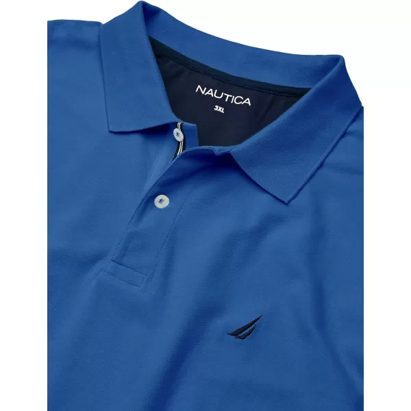 Nautica Mens Big  Tall Short Sleeve Stretch Solid Deck Polo ShirtSpinner Blue