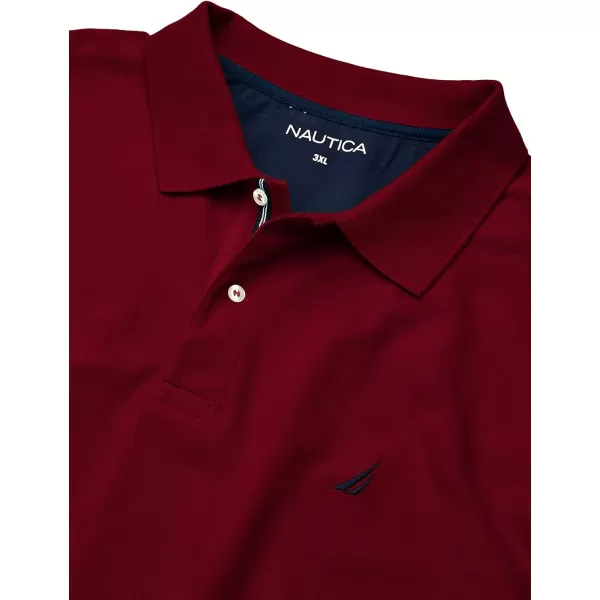 Nautica Mens Big  Tall Short Sleeve Stretch Solid Deck Polo ShirtZinfandel