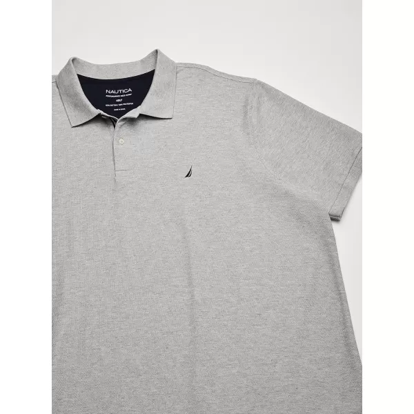 Nautica Mens Big and Tall Classic Fit Short Sleeve Solid Performance Deck Polo ShirtGrey Heather