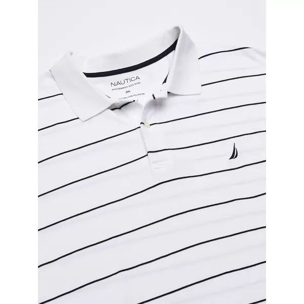 Nautica Mens Big and Tall Classic Short Sleeve Striped Polo ShirtBright White