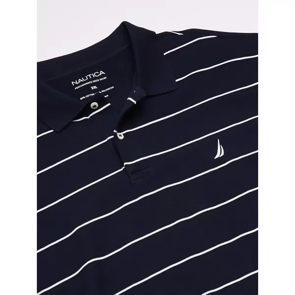 Nautica Mens Big and Tall Classic Short Sleeve Striped Polo ShirtNavy