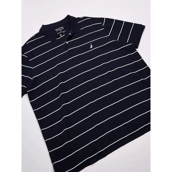 Nautica Mens Big and Tall Classic Short Sleeve Striped Polo ShirtNavy