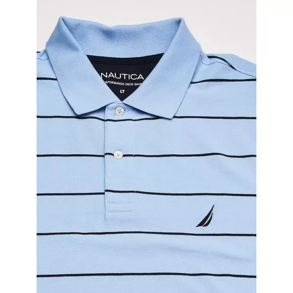 Nautica Mens Big and Tall Classic Short Sleeve Striped Polo ShirtNoon Blue