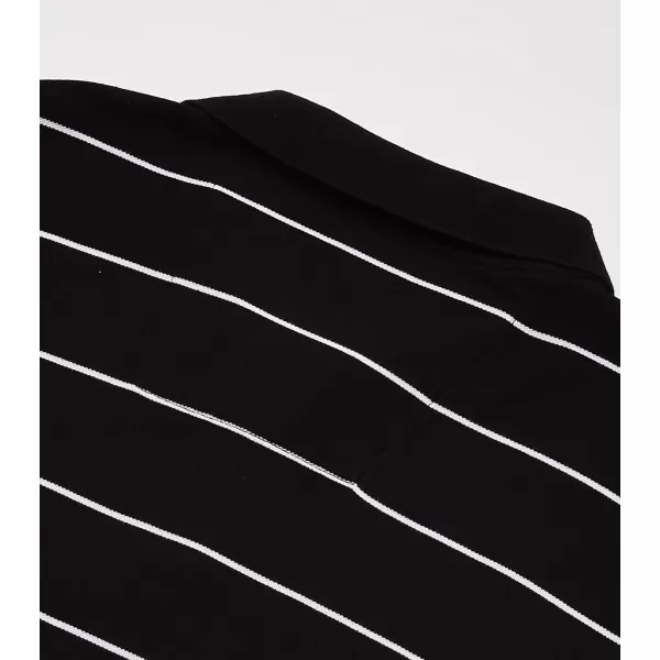 Nautica Mens Big and Tall Classic Short Sleeve Striped Polo ShirtTrue Black