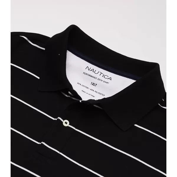 Nautica Mens Big and Tall Classic Short Sleeve Striped Polo ShirtTrue Black