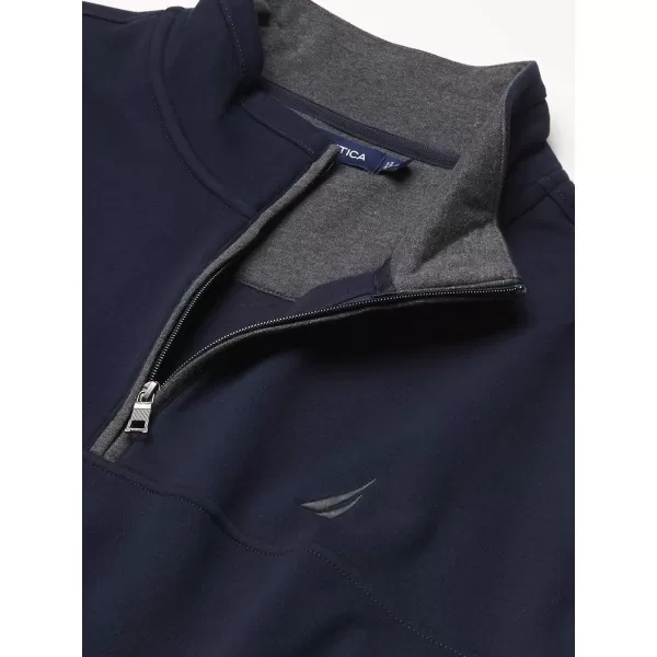 Nautica Mens Big and Tall QuarterZip Knit SweaterNavy