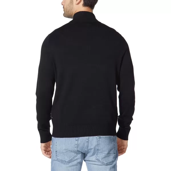 Nautica Mens Big and Tall QuarterZip Knit SweaterTrue Black