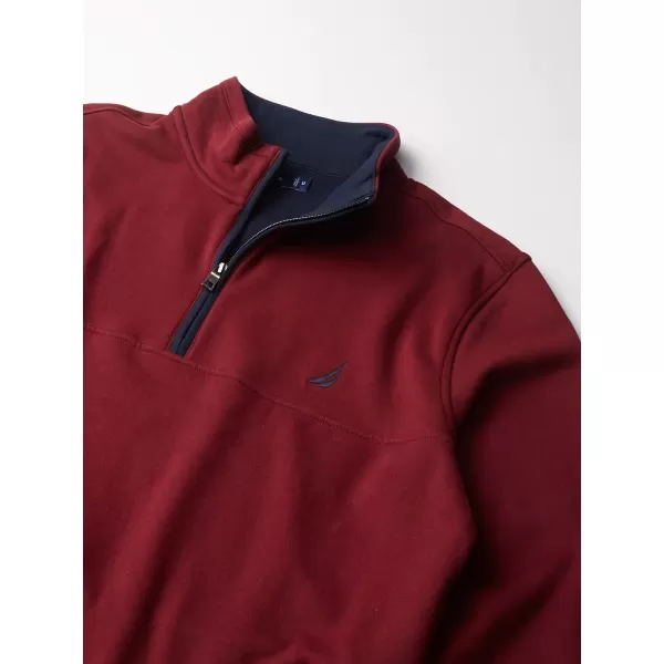 Nautica Mens Big and Tall QuarterZip Knit SweaterZinfandel