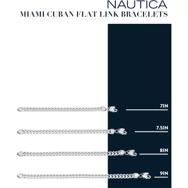 Nautica Mens Bracelet  Stainless Steel Miami Cuban Flat Link Chain Bracelet10 MM 7