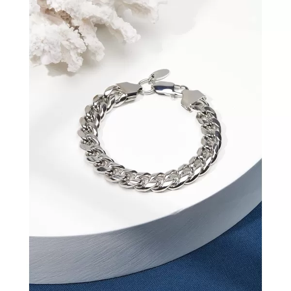 Nautica Mens Bracelet  Stainless Steel Miami Cuban Flat Link Chain Bracelet10 MM 7