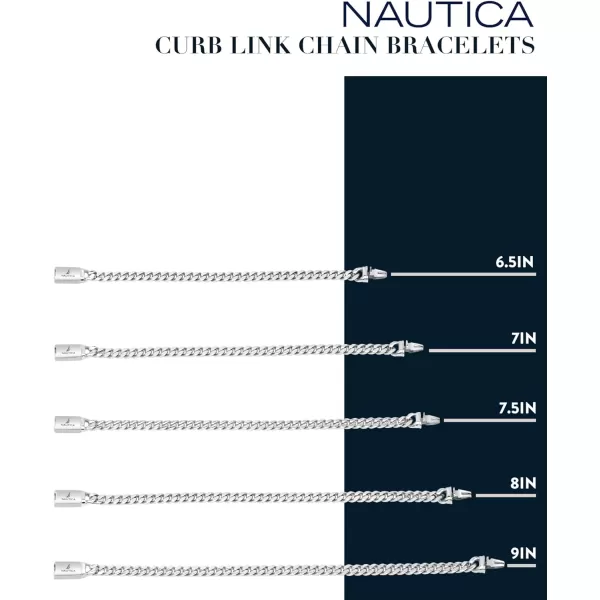 Nautica Mens BraceletOxidized Stainless Steel Curb Link Chain Bracelet for Women and Men5 MM 7