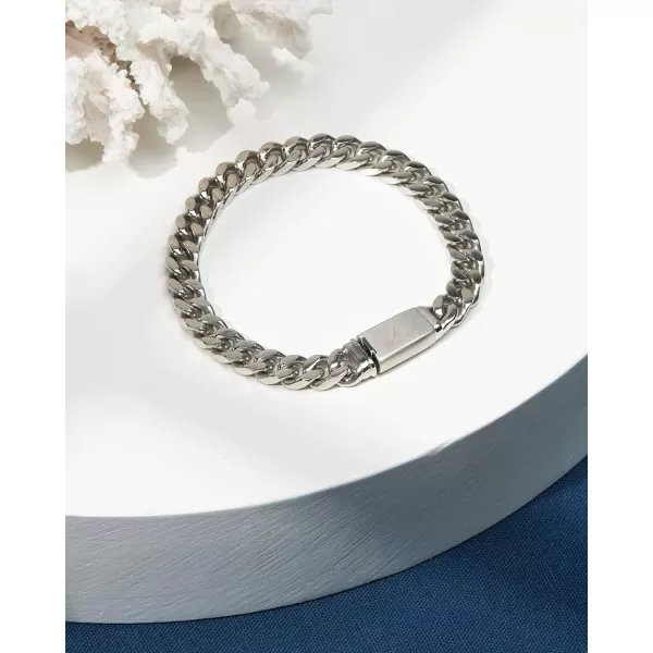 Nautica Mens BraceletOxidized Stainless Steel Curb Link Chain Bracelet for Women and Men7 MM 7