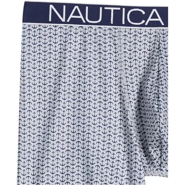 Nautica Mens Brushed Poly 3 Pack Boxer BriefPeacoatOrange PoppyAnchor Printalloy