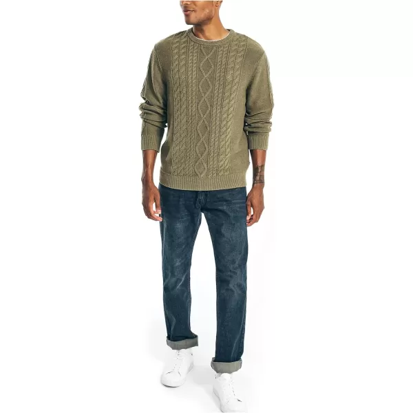 Nautica Mens CableKnit SweaterHillside Olive Heather