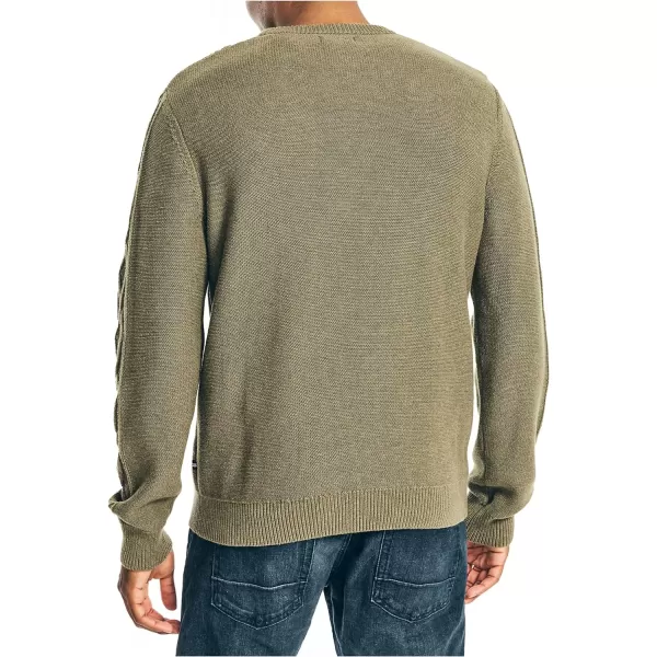 Nautica Mens CableKnit SweaterHillside Olive Heather