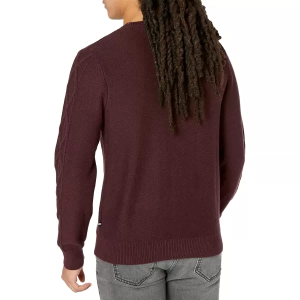 Nautica Mens CableKnit SweaterShipwreck Burgundy Heather