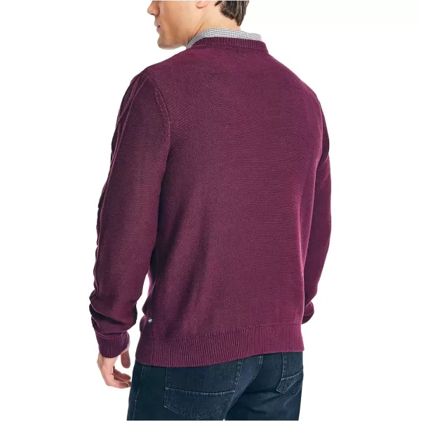 Nautica Mens CableKnit SweaterShipwreck Burgundy Heather