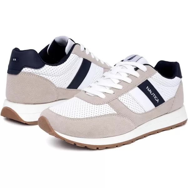 Nautica Mens Casual LaceUp Fashion Sneakers Oxford Comfortable Walking ShoeOutfall Perfwhite