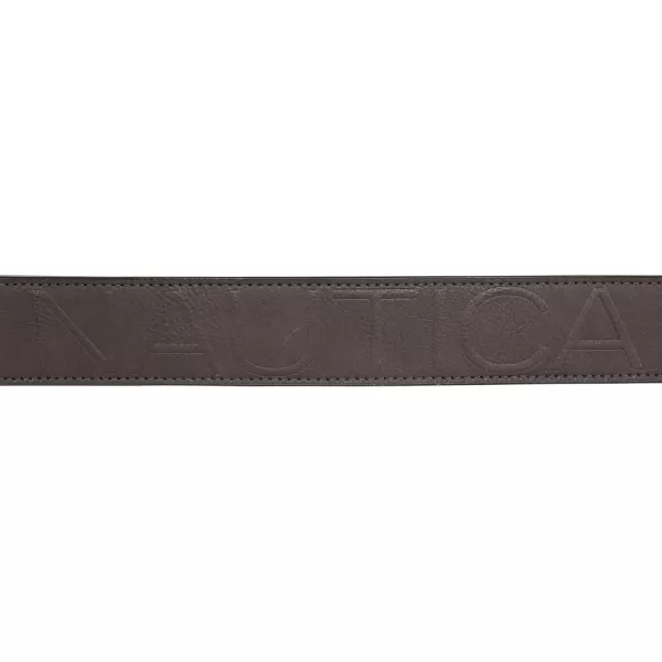 Nautica Mens Casual Padded Leather Belt with Signature OrnamentCasual Jean  Brown