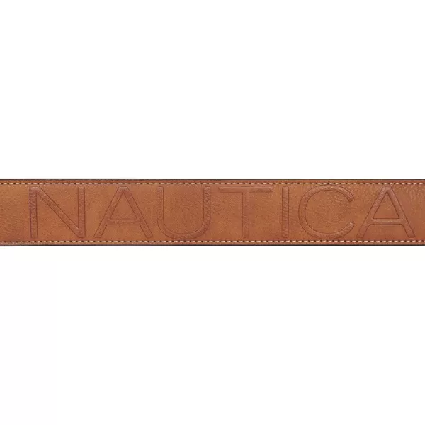 Nautica Mens Casual Padded Leather Belt with Signature OrnamentCasual Jean  Tan