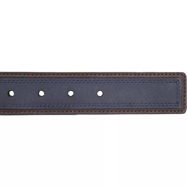 Nautica Mens Casual Padded Leather Belt with Signature OrnamentCasual Overlay  Navy