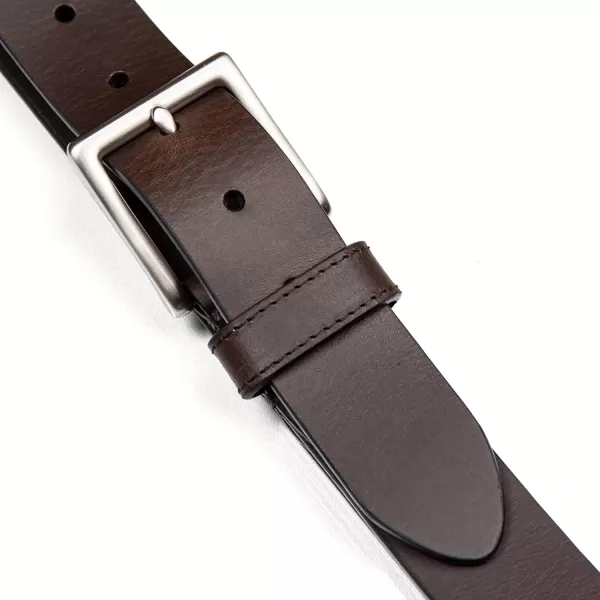 Nautica Mens Casual Padded Leather Belt with Signature OrnamentDebossed Logo  Brown