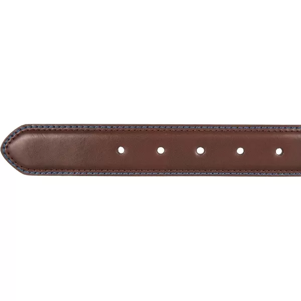 Nautica Mens Casual Padded Leather Belt with Signature OrnamentDouble Keeper  Brown