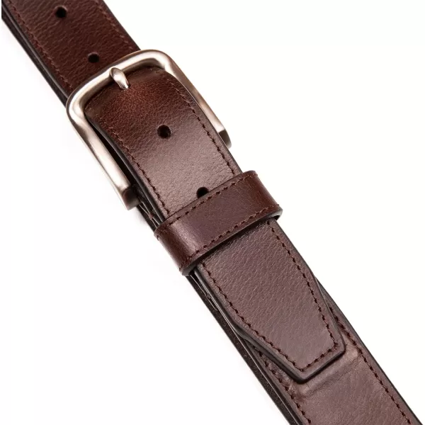 Nautica Mens Casual Padded Leather Belt with Signature OrnamentEngraved Logo  Brown