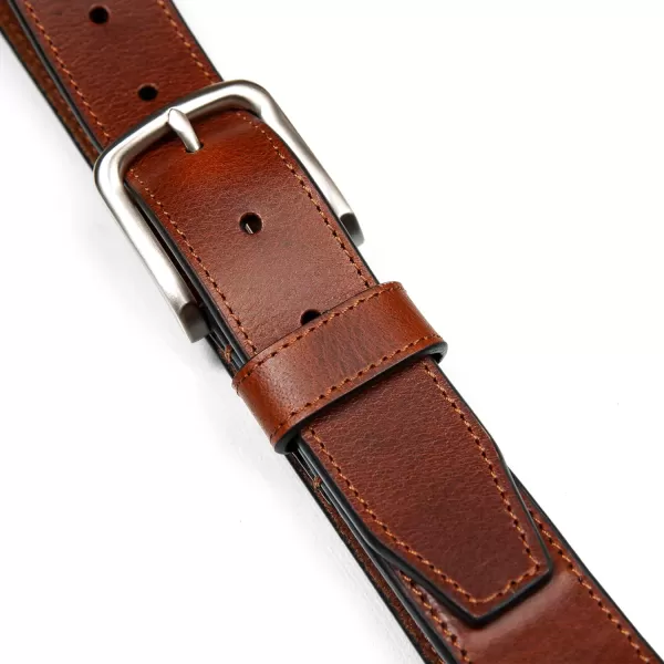 Nautica Mens Casual Padded Leather Belt with Signature OrnamentEngraved Logo  Tan