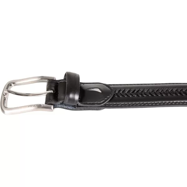 Nautica Mens Casual Padded Leather Belt with Signature OrnamentLeather Laced  Black