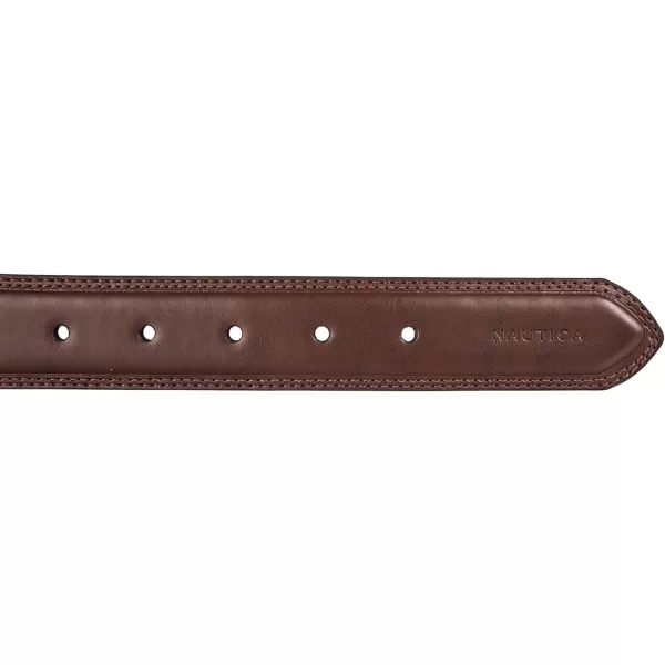 Nautica Mens Casual Padded Leather Belt with Signature OrnamentLogo Inlay  Brown