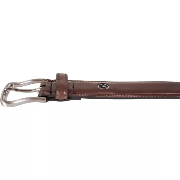 Nautica Mens Casual Padded Leather Belt with Signature OrnamentLogo Inlay  Brown