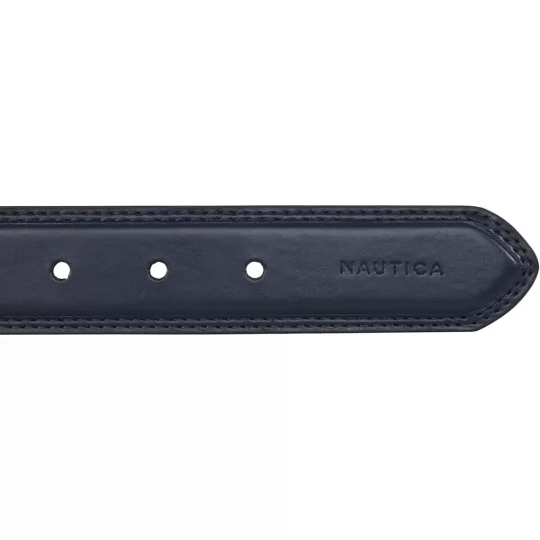 Nautica Mens Casual Padded Leather Belt with Signature OrnamentLogo Inlay  Navy