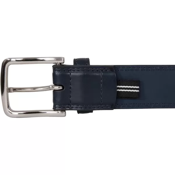 Nautica Mens Casual Padded Leather Belt with Signature OrnamentLogo Inlay  Navy