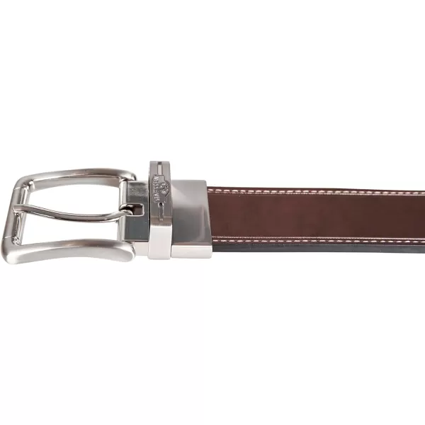 Nautica Mens Casual Padded Leather Belt with Signature OrnamentReversible  BlackBrown