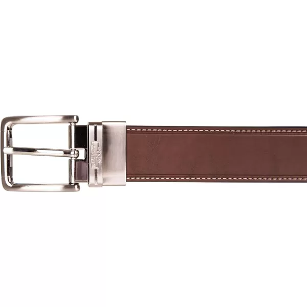 Nautica Mens Casual Padded Leather Belt with Signature OrnamentReversible  BlackBrown