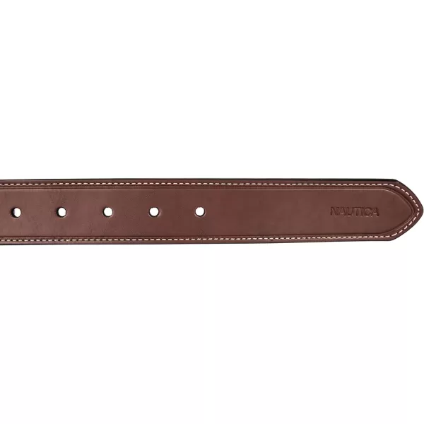 Nautica Mens Casual Padded Leather Belt with Signature OrnamentReversible  BlackBrown