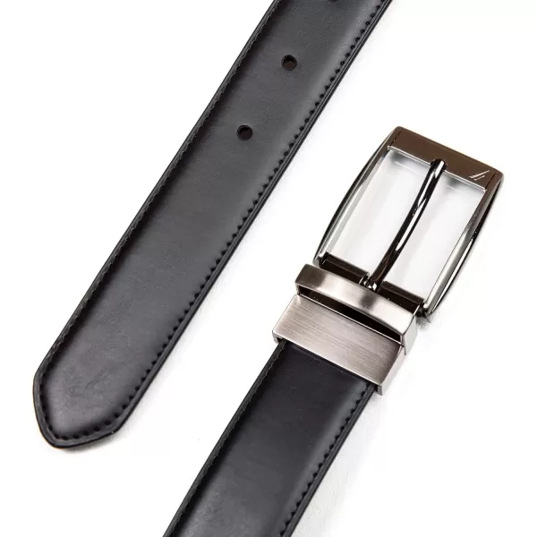 Nautica Mens Casual Padded Leather Belt with Signature OrnamentReversible Casual  BlackCognac