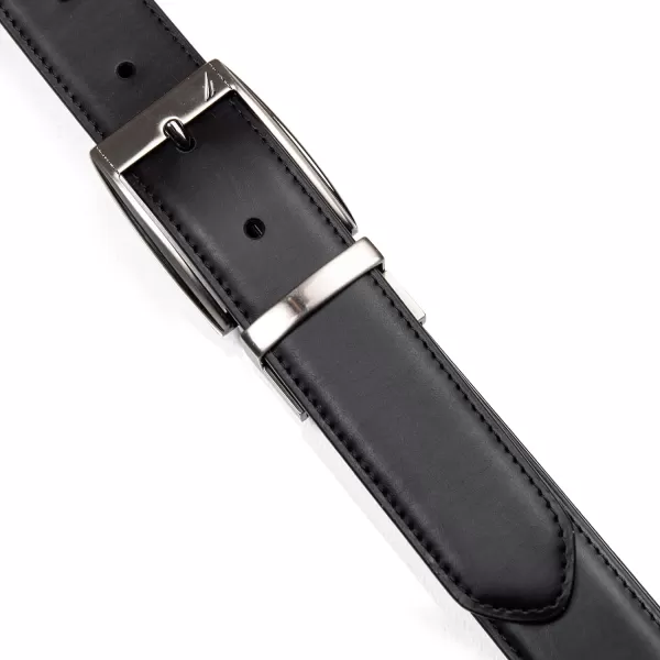 Nautica Mens Casual Padded Leather Belt with Signature OrnamentReversible Casual  BlackCognac