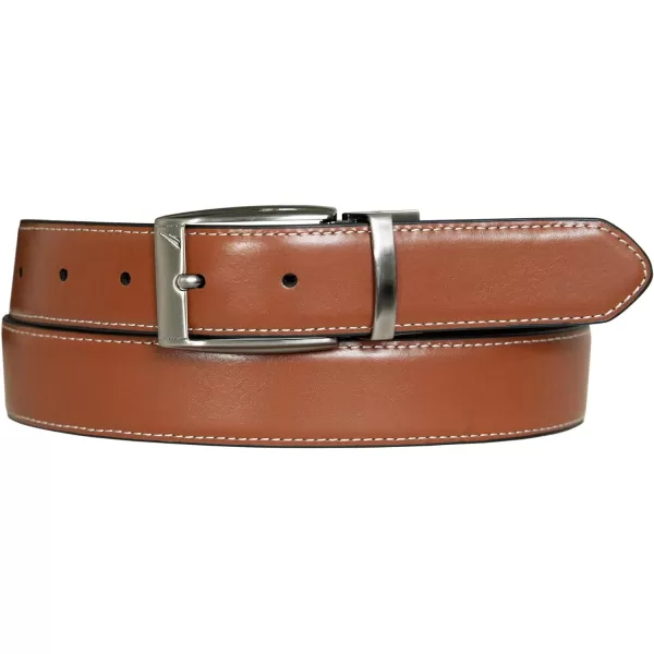 Nautica Mens Casual Padded Leather Belt with Signature OrnamentReversible Casual  BlackCognac