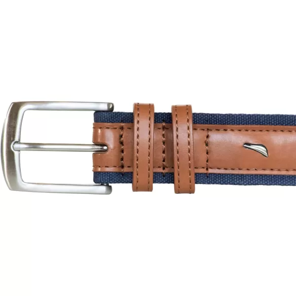 Nautica Mens Casual Padded Leather Belt with Signature OrnamentSignature Canvas  Cognac