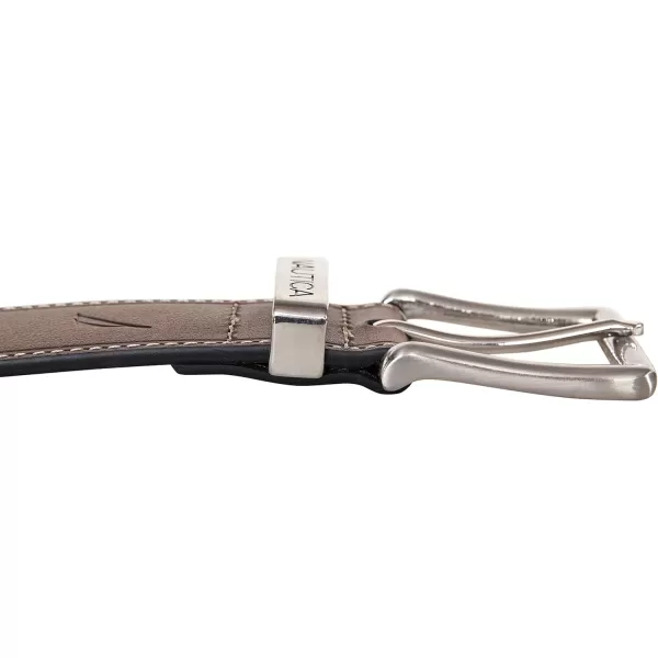 Nautica Mens Casual Padded Leather Belt with Signature OrnamentSignature Engraved  Brown