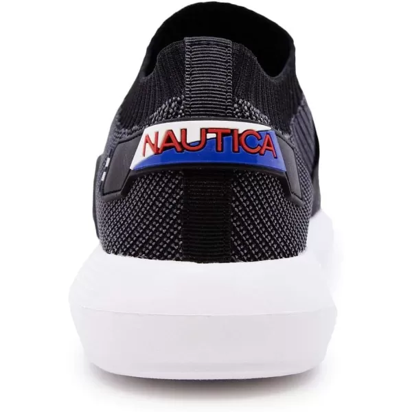 Nautica Mens Casual SlipOn Fashion SneakersWalking ShoesLightweight JoggersBlackCharoal Crawford