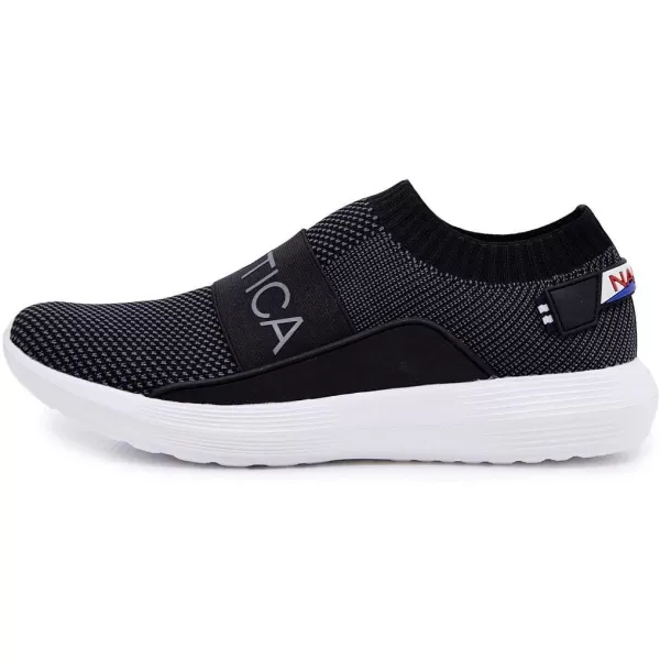 Nautica Mens Casual SlipOn Fashion SneakersWalking ShoesLightweight JoggersBlackCharoal Crawford