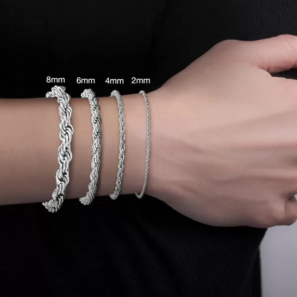 Nautica Mens Chain Bracelet  Silver Tone Classic Twist French Rope Chain Bracelet for Women85 6 mm