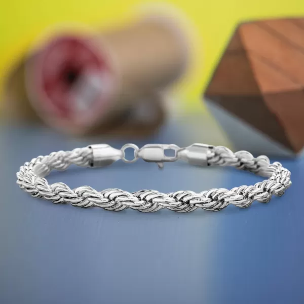 Nautica Mens Chain Bracelet  Silver Tone Classic Twist French Rope Chain Bracelet for Women85 6 mm