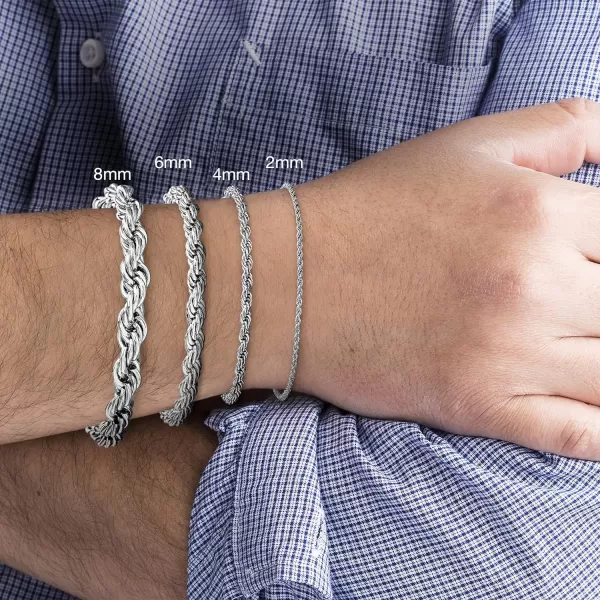 Nautica Mens Chain Bracelet  Silver Tone Classic Twist French Rope Chain Bracelet for Women85 6 mm