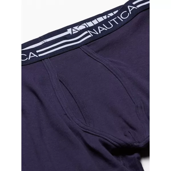 Nautica Mens Classic Cotton Boxer Brief MultipackPeacoatAero BlueSea Cobalt 5 Pack